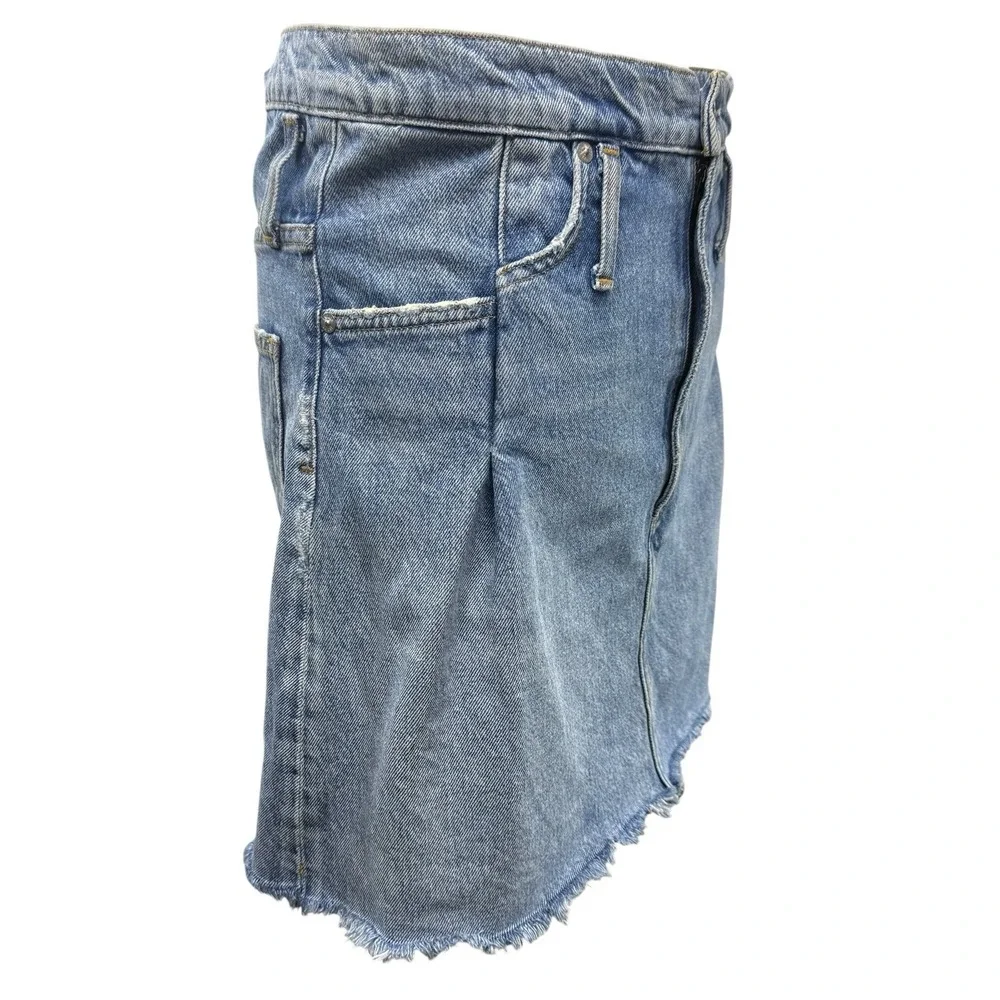 AGOLDE Denim Skirt Women Size 26 Jean Reworked‎ 90's Cutoff Light Wash Raw Hem - Picture 3 of 8